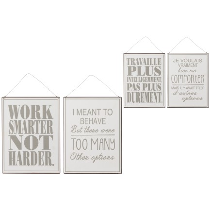 Conjunto de 2 carteles de metal gris de 26.5x0.3x35 cm
