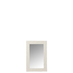 MIROIR RECTANGLE RELIEF FLEUR RESINE BLANC SMALL