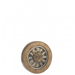 Horloge dorée avec engrenage décoratif en bois 50x8x50 cm