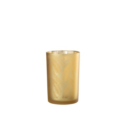 Photophore en verre or avec motif de feuilles