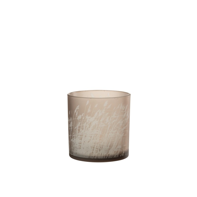 Photophore en verre beige 15x15x15 cm Photophore en verre beige 15x15x15 cm