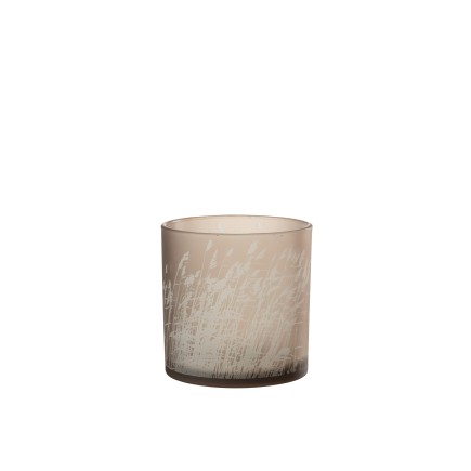 Photophore en verre beige 15x15x15 cm