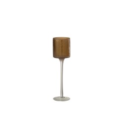 Photophore en verre marron 7x7x25 cm