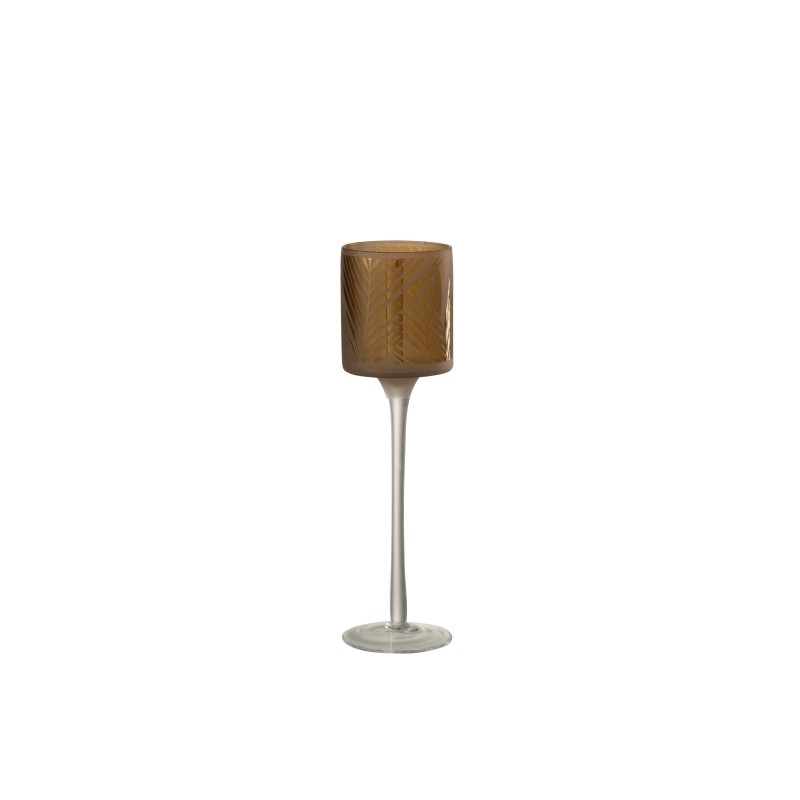 Photophore en verre marron 7x7x25 cm Photophore en verre marron 7x7x25 cm