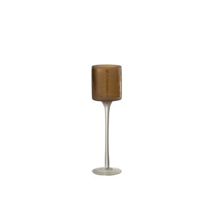 Photophore en verre marron 7x7x25 cm