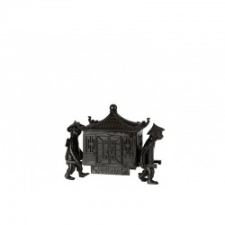 Singe avec temple oriental en résine noir 27x11x21 cm