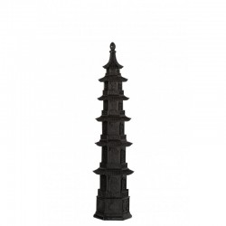 Temple oriental en résine noir 14x14x58 cm