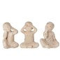 Conjunto de 3 monjes de la sabiduría en resina beige de 20x20x32 cm