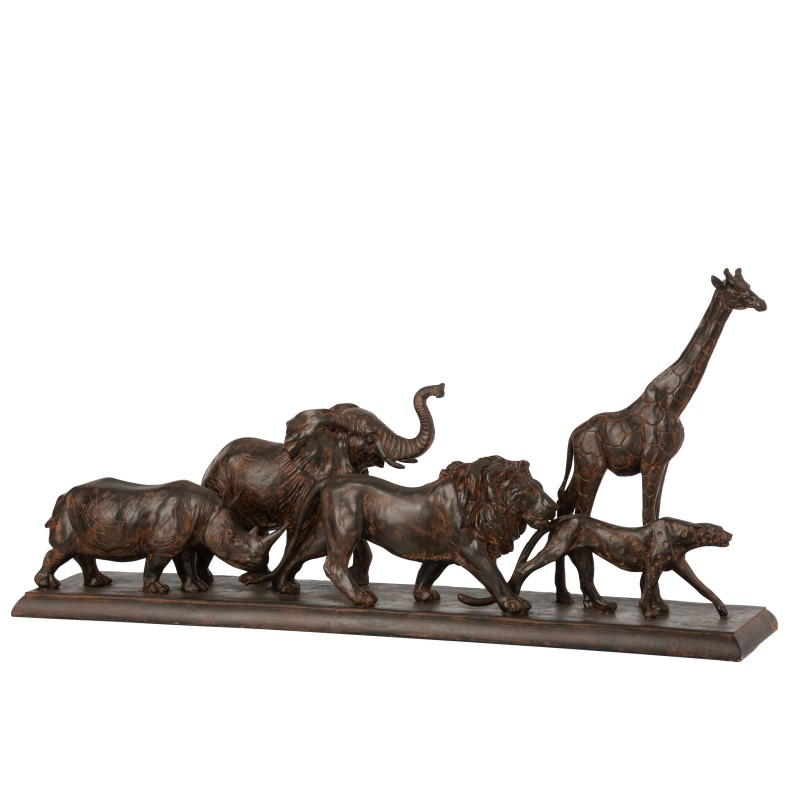 Aniaux de la savane sur socle en résine marron 68x15x34 cm