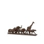 5 animales en base de resina marrón 50x9.5x22 cm