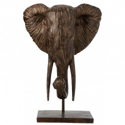 Tête d'éléphant sur socle en résine marron 52x38x76 cm