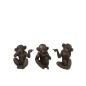 Conjunto de 3 monos de la sabiduría en resina marrón 13x9x15 cm