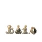Conjunto de 4 monjes de yoga de resina gris de 13x9x15 cm