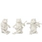 Set de 3 ranas sentadas en resina blanco 22x16x23 cm