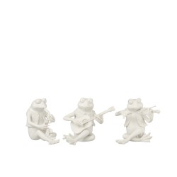 Set de 3 grenouilles assises en résine blanc 16x14x15 cm