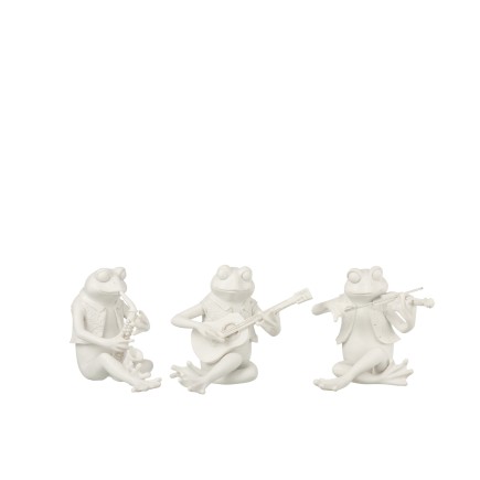 Set de 3 grenouilles assises en résine blanc 16x14x15 cm