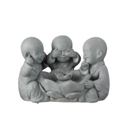 Moines de la sagesse assis en céramique gris 40x26x28 cm