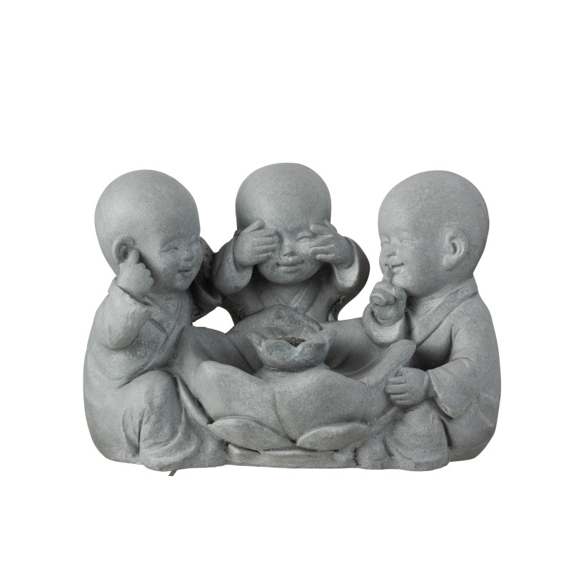 Monjes de la sabiduría sentados en cerámica gris 40x26x28 cm