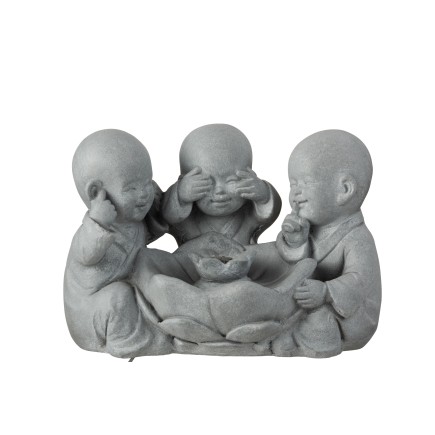 Moines de la sagesse assis en céramique gris 40x26x28 cm
