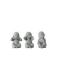 Conjunto de 3 monjes de la sabiduría en resina gris 11x9x16 cm