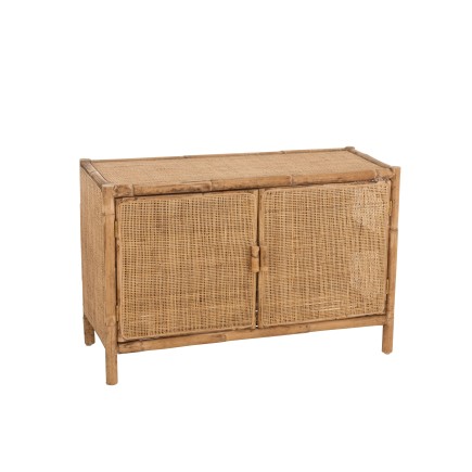 Meuble bas 2 portes en bois naturel 100x40x65 cm