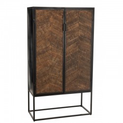 Armoire bar 2 portes en bois de manguier marron 90x42x160cm
