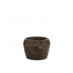 Cachepot de madera de paulownia marrón de 29x29x20 cm