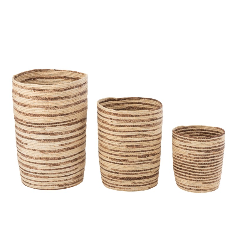 Set de 3 paniers en bois naturel 44x44x60 cm