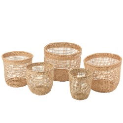 Set de 5 paniers en bois naturel 40x40x32 cm