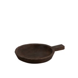 Plat rond avec manche en bois marron 43x33x5 cm