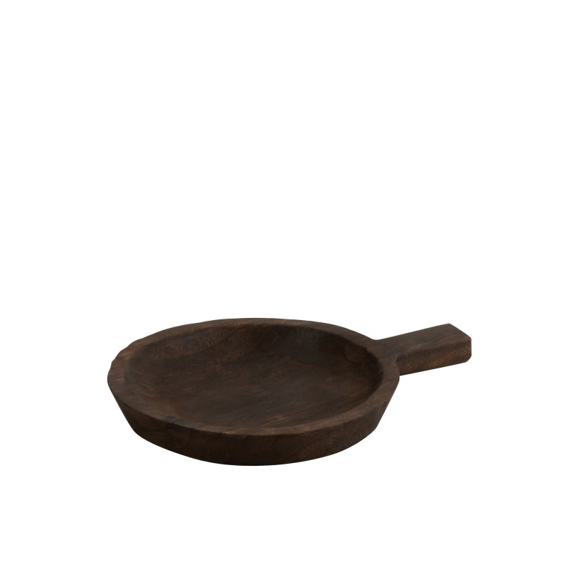 Plat rond avec manche en bois marron 43x33x5 cm