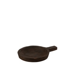 Plat rond avec manche en bois marron 36x27x5 cm