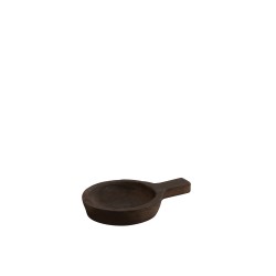 Plat rond avec manche en bois marron 27x18x4 cm