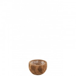 Cachepot boule en bois de polownia marron