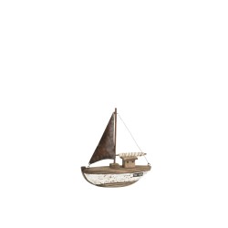 BATEAU DECORATIF PAULOWNIA MARRON FONCE/BLANC SMALL