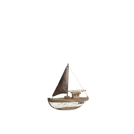 BATEAU DECORATIF PAULOWNIA MARRON FONCE/BLANC SMALL