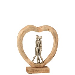 PERSONNAGE COUPLE BOIS DE MANGUIER/ALUMINIUM NATUREL/ARGENT