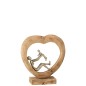 Mujer con niño en corazón de madera de mango natural 28x9x30cm