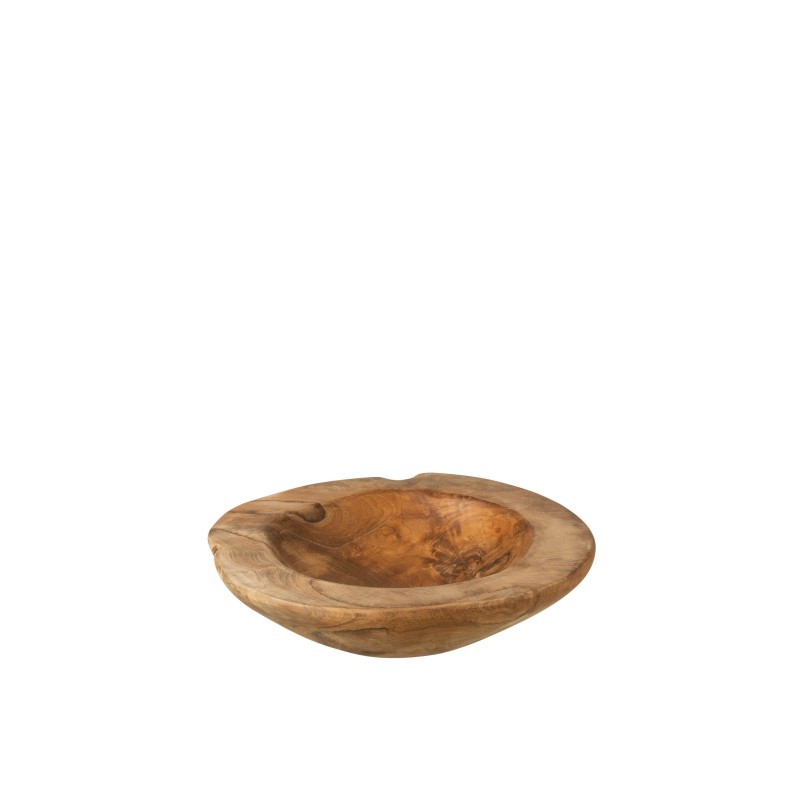 Plato irregular de madera de teca natural de 27x26x7 cm