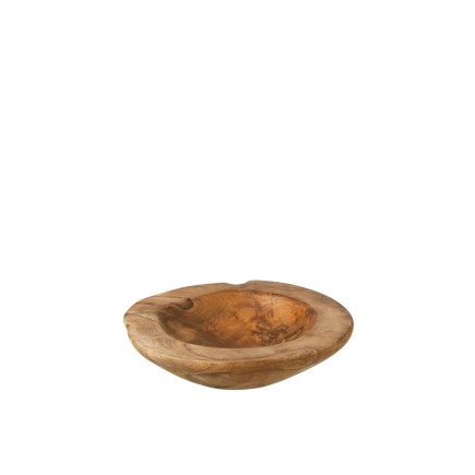 Plato irregular de madera de teca natural de 27x26x7 cm