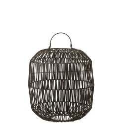 Abat-jour cylindrique en bois noir 32x32x49 cm