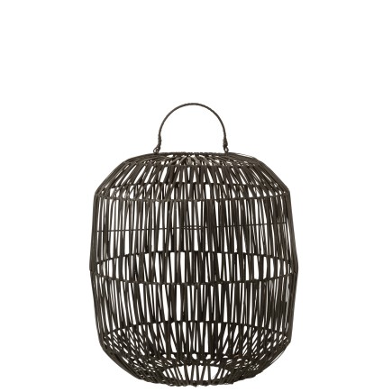 ABAT-JOUR CYLINDRIQUE ROTIN NOIR