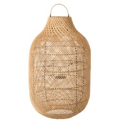 Lanterne cylindrique en bois naturel 41x41x80 cm