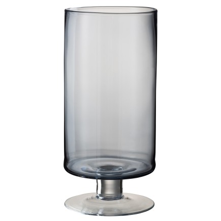 Photophore en verre bleu sur pied