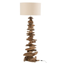 LAMPE + ABAT-JOUR BOIS FLOTTE NATUREL/BEIGE LARGE