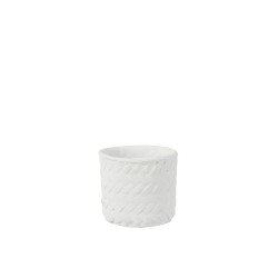 CACHE-POT IMITATION TISSAGE CIMENT BLANC SMALL