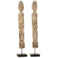 Lote de 2 estatuas de pie de madera de albasia gris de 10x8x54cm