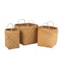 Set de 3 paniers avec anses en bois naturel 44x44x46 cm Set de 3 paniers avec anses en bois naturel 44x44x46 cm