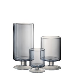 Photophore en verre bleu sur pied