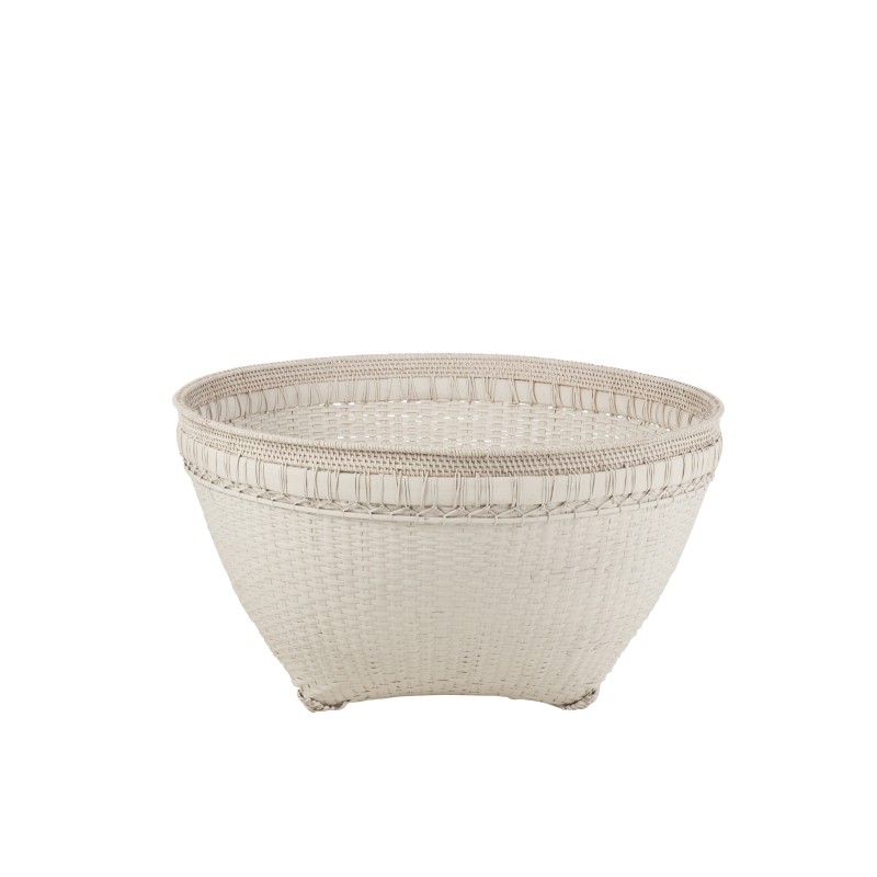 PANIER EXTRA LARGE ROND ROTIN BLANC